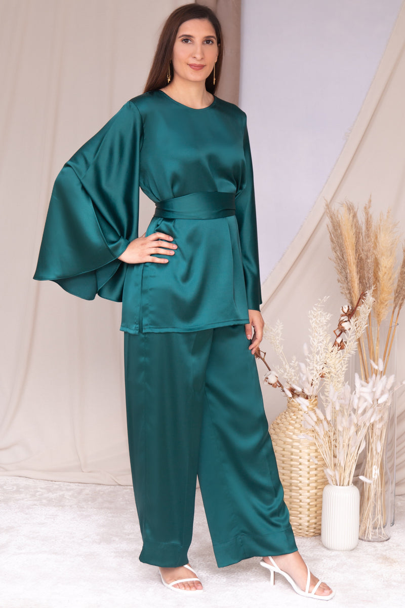 Forest Green Satin Co-Ord Set