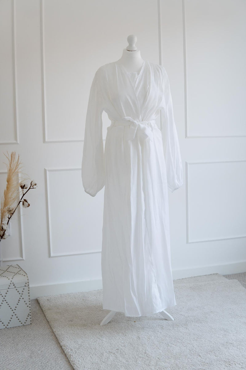 White Organza Open Abaya with Slip Dress